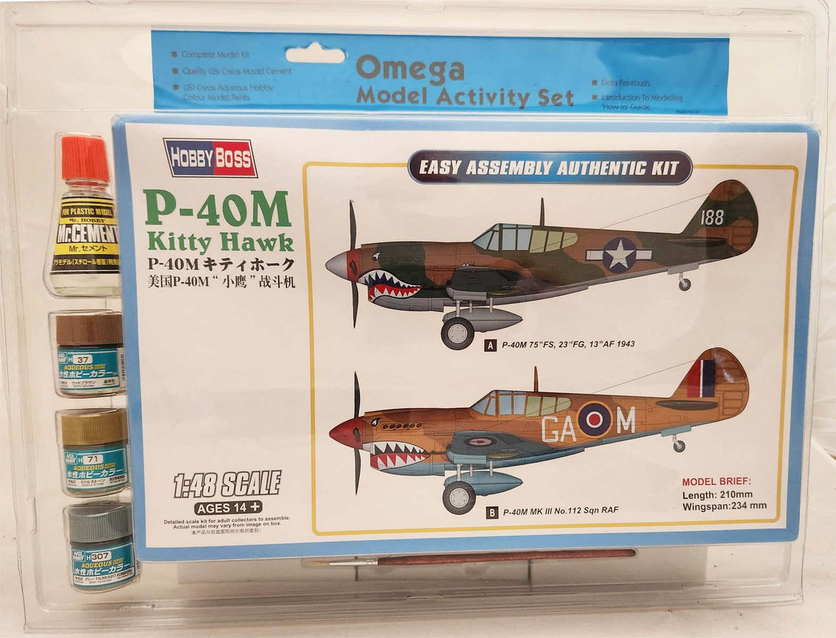 Omega 1/48 P-40E Kittyhawk Plastic Model Starter Set**