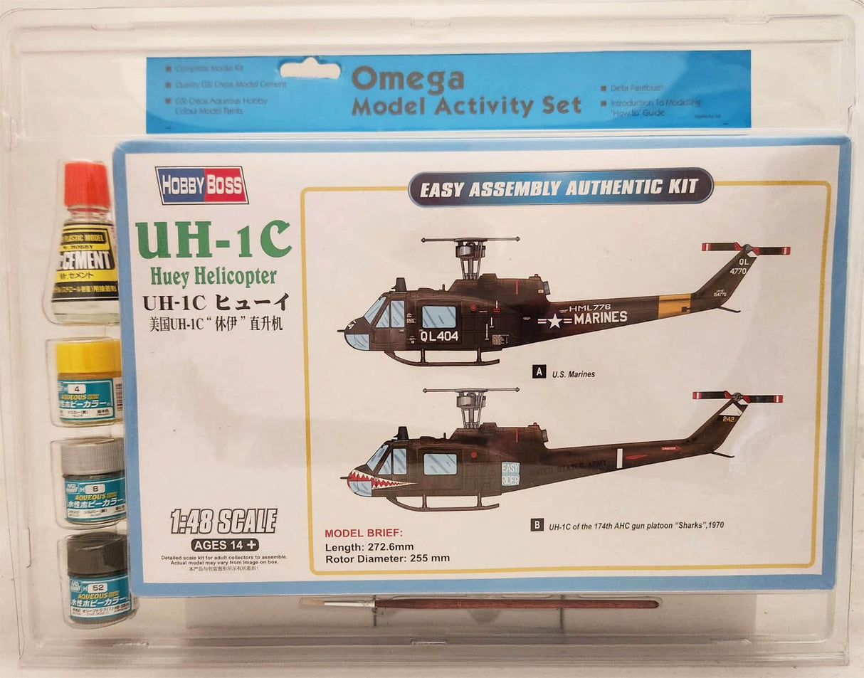 Omega 1/48 UH-1C Huey Helicopt Plastic Model Starter Set**