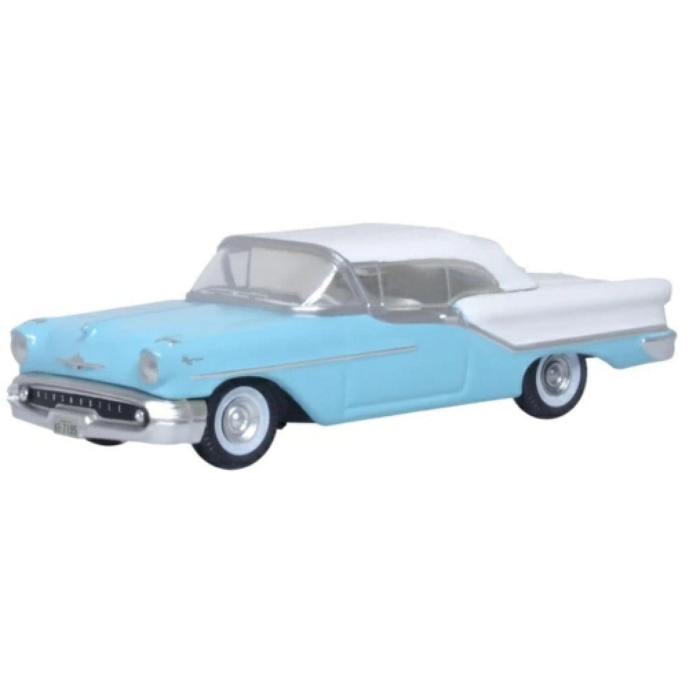 Oxford 1/87 Oldsmobile 88 Convertible 1957 Banff Blue/Alcan White (HO Scale) - Hobbytech Toys
