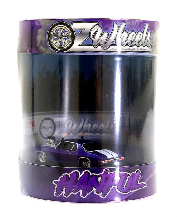 Oz Wheels 1/64 Hanful Purple Monaro Skid Car in Cylinder Display - Hobbytech Toys
