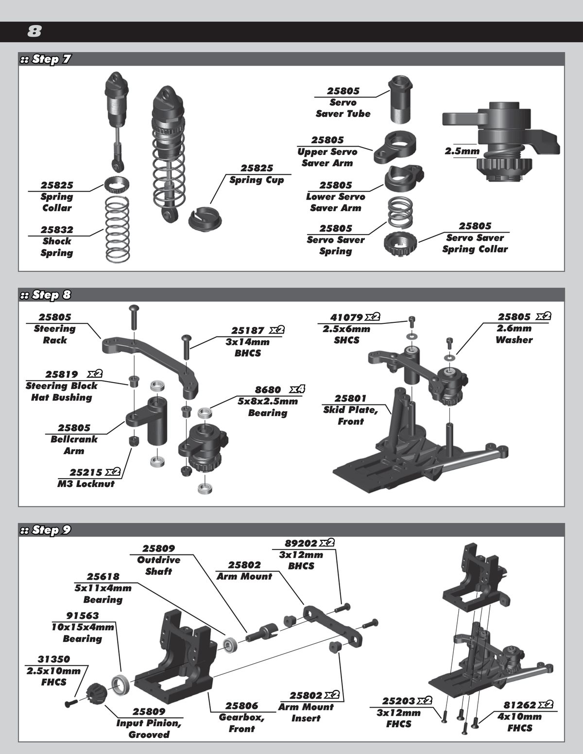 Associated MT10 Shocks & Steering Assembly & Front