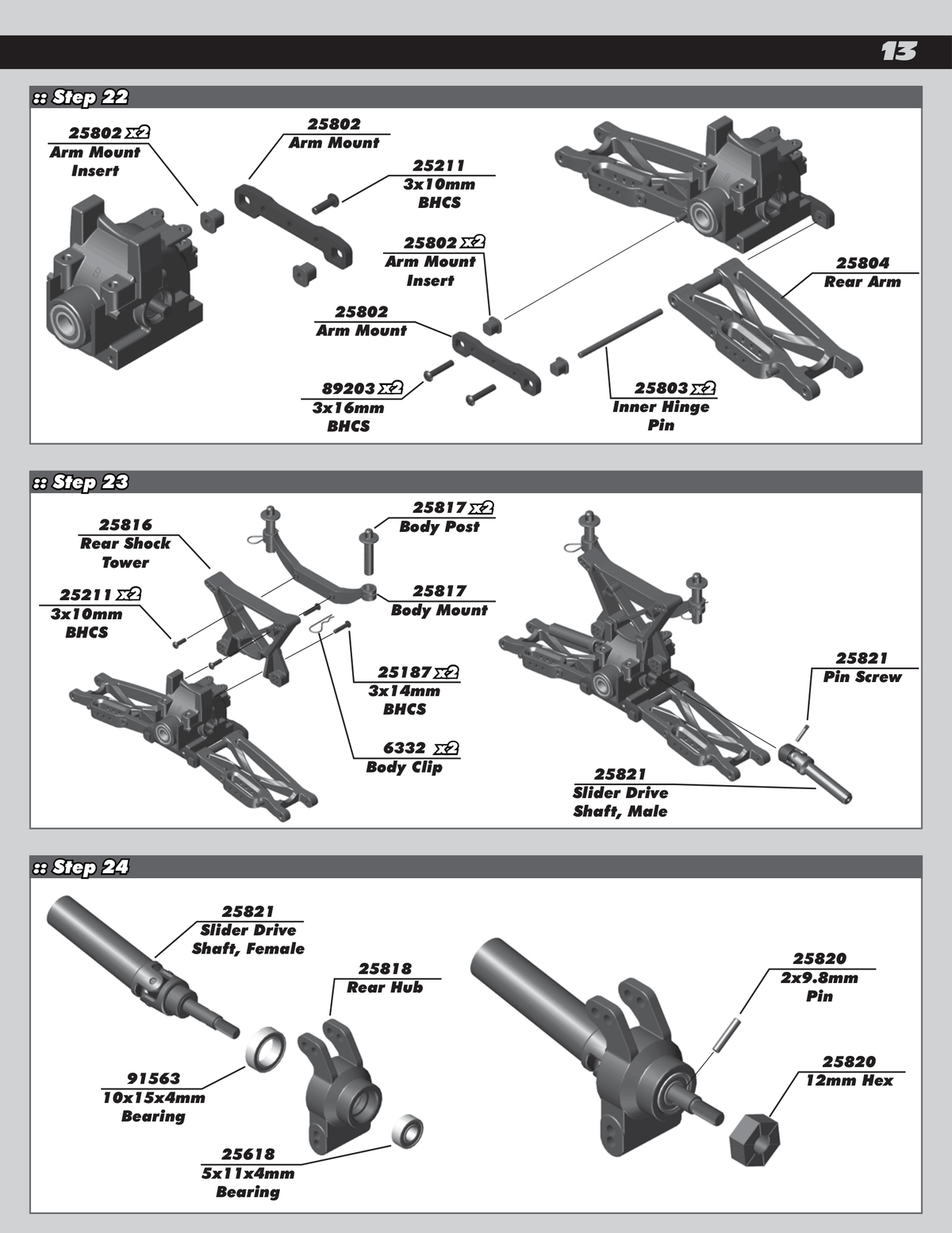 Associated MT10 Rear Diff Housing & Suspension & Driveshafts