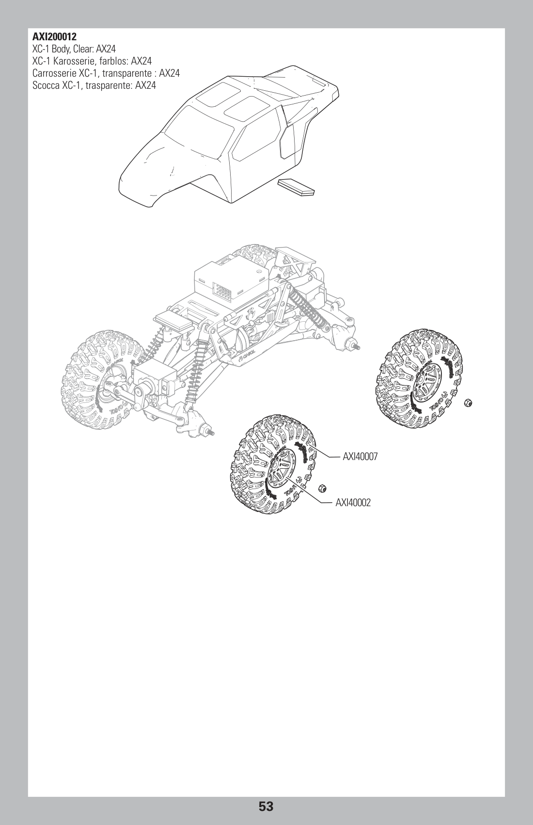 Axial AX24 Body & Wheels Assembly