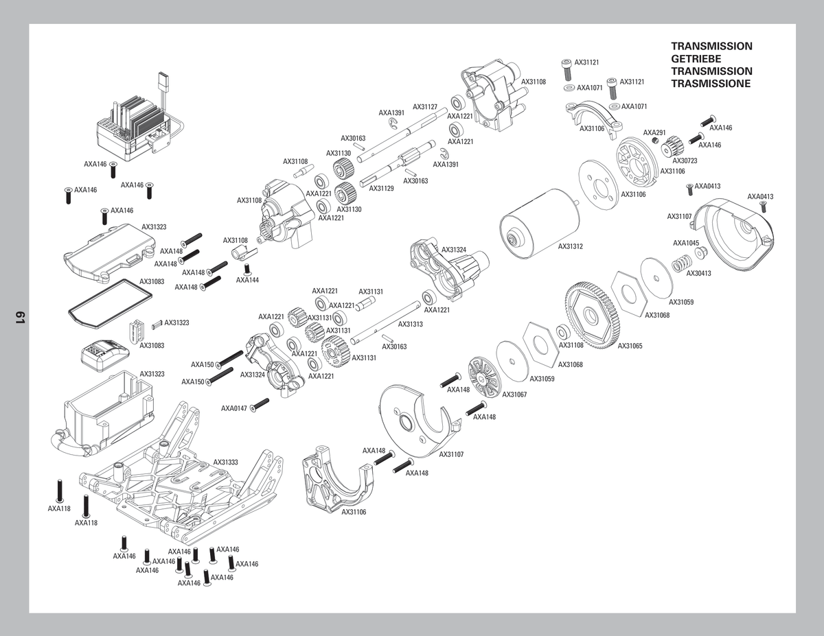 Axial RR10 Bomber Transmission Assembly