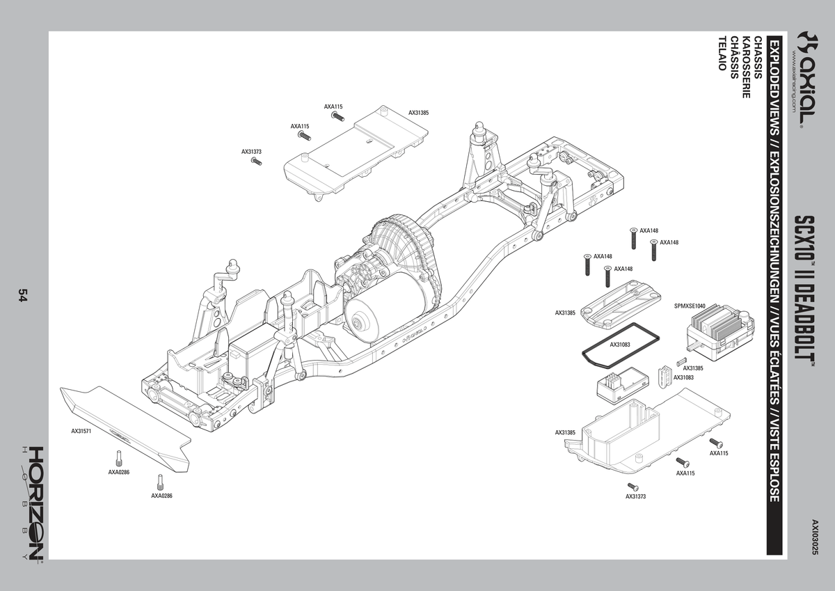 Axial SCX10 II Deadbolt Chassis Assembly