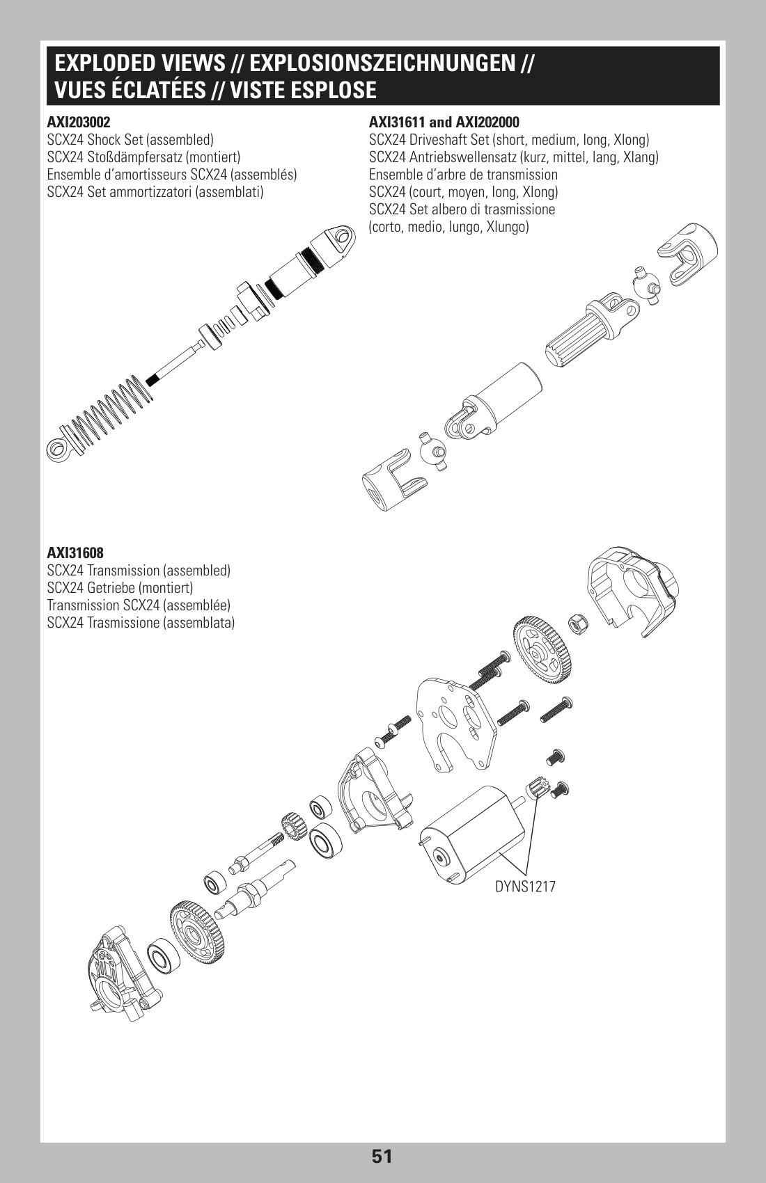 Axial SCX24 Shock & Transmission Assembly