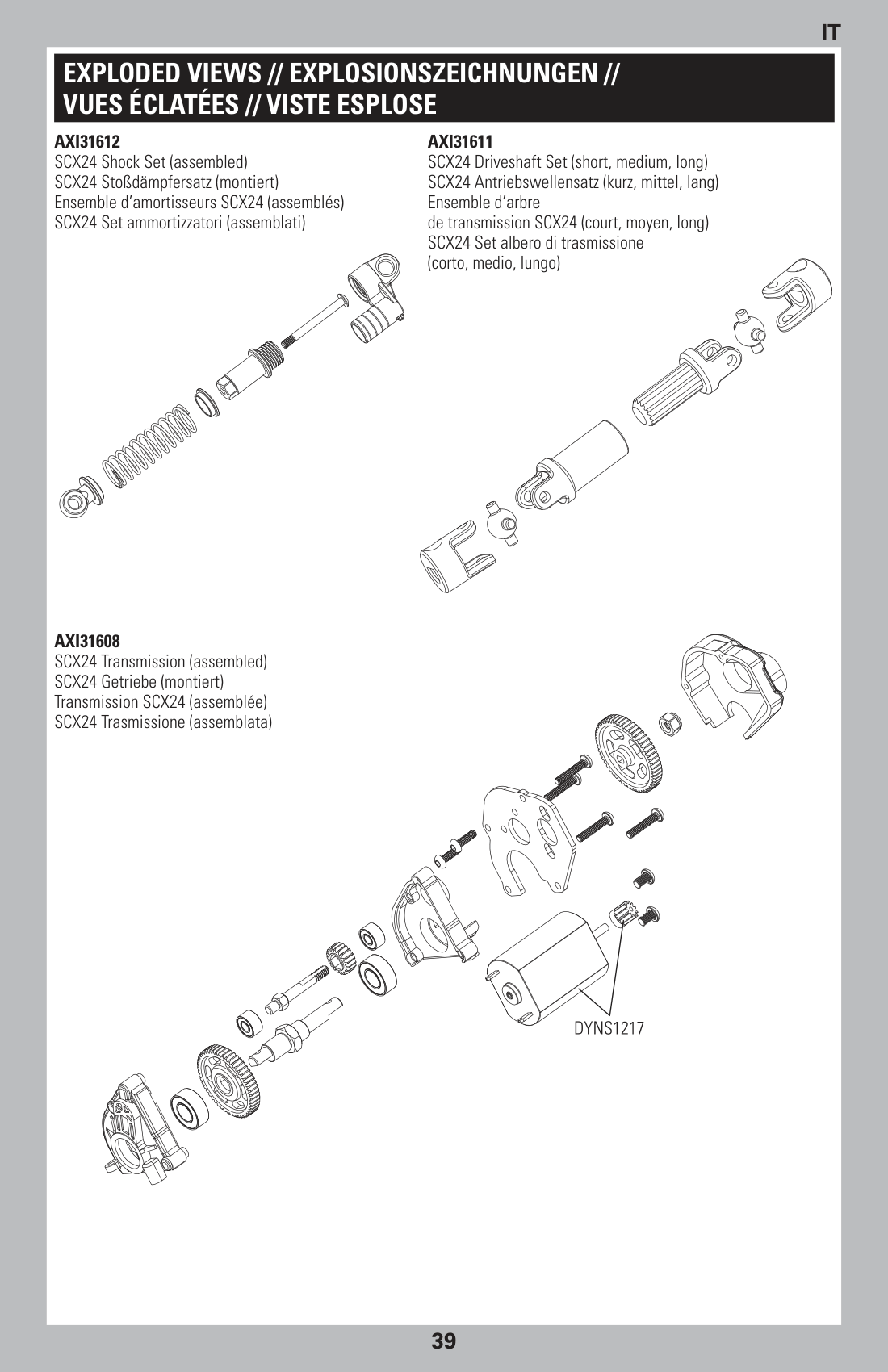 Axial SCX24 Base Camp Shock & Transmission Assembly