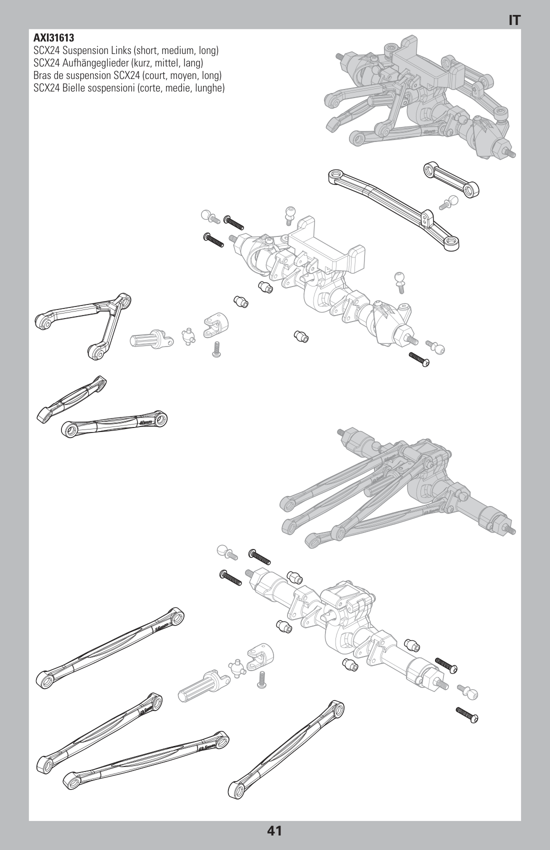 Axial SCX24 Base Camp Suspension Links Assembly