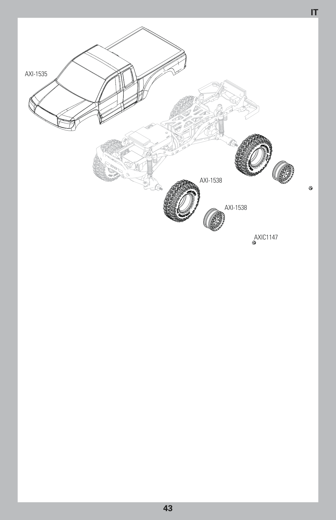 Axial SCX24 Base Camp Body & Wheels Assembly