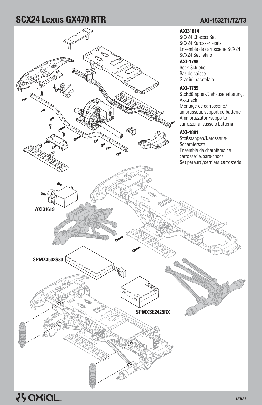 Axial SCX24 Lexus GX470 Chassis & Internals Assembly