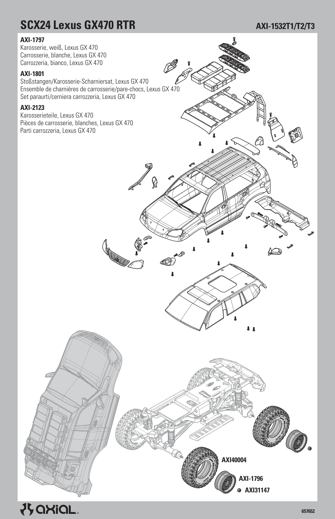 Axial SCX24 Lexus GX470 Body & Wheels Assembly