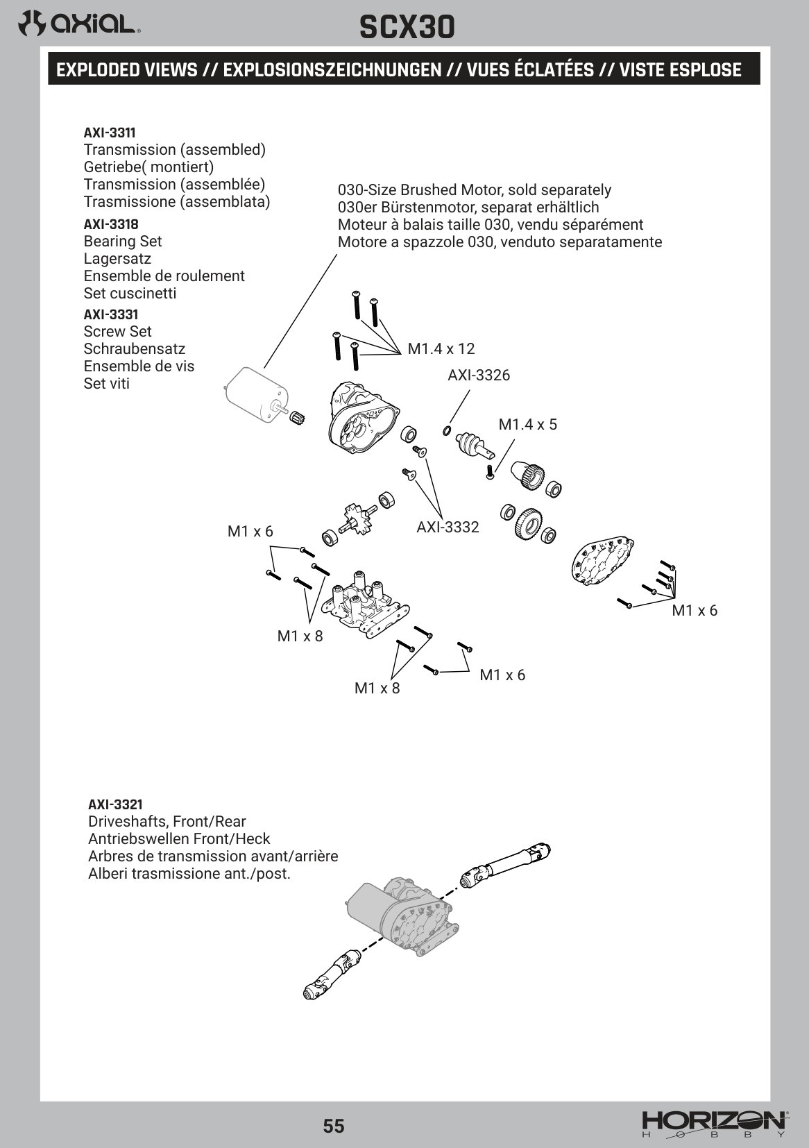 Axial SCX30 Transmission Assembly