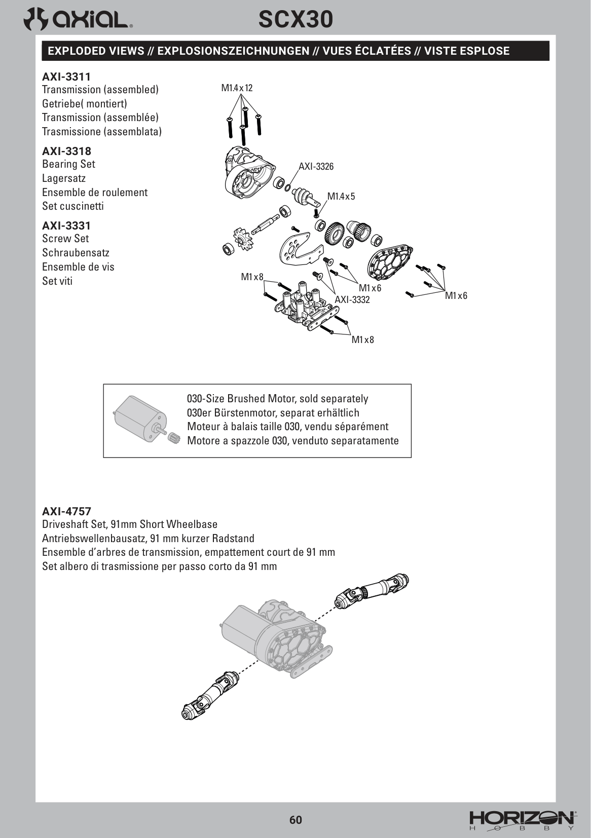 Axial SCX30 Jeep CJ-7 Transmission Assembly