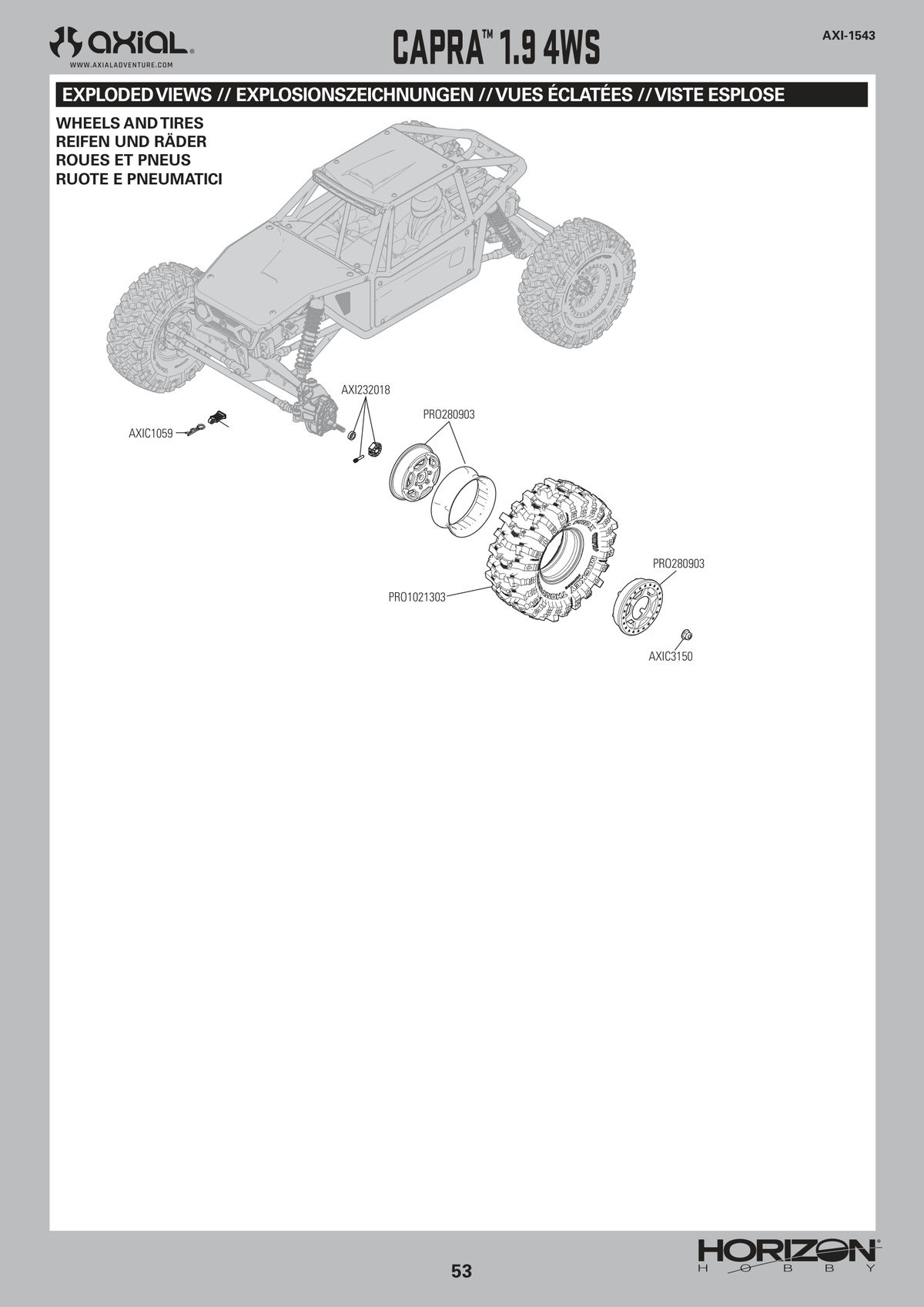 Axial UTB10 Capra 1.9 Wheel Assembly