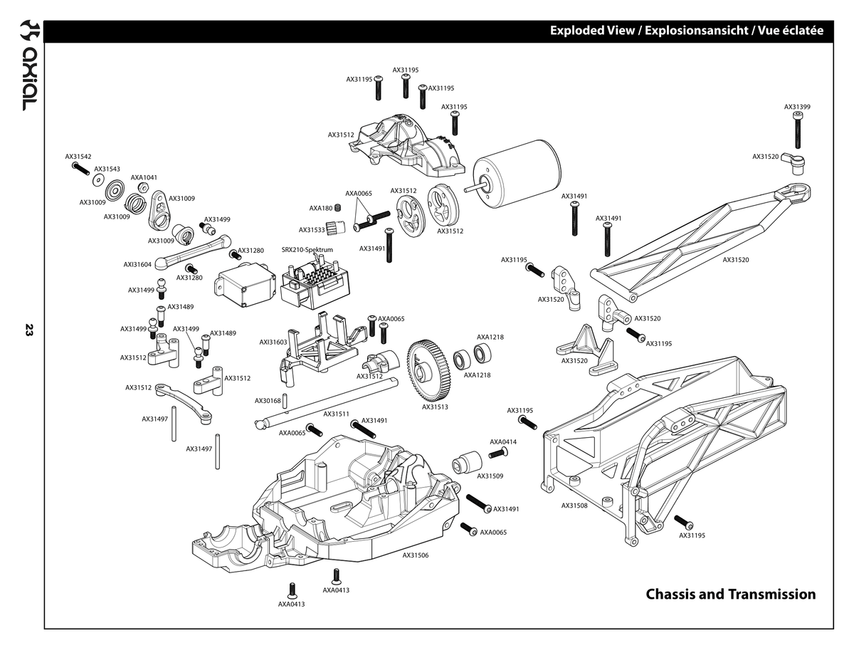 Axial Yeti Jr Chassis & Transmission Assembly