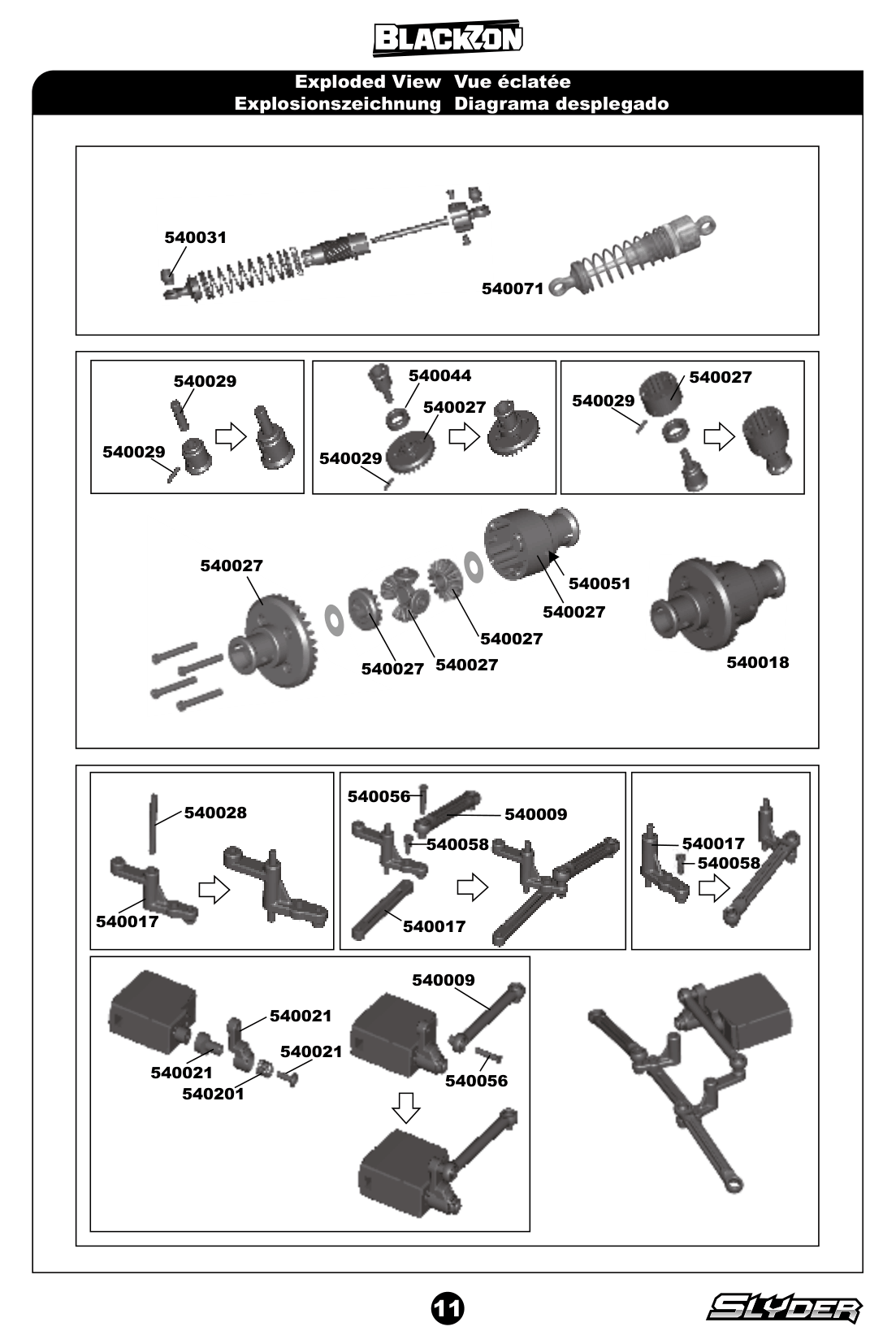 Blackzon Slyder MT & ST Shocks & Diffs & Servo Saver