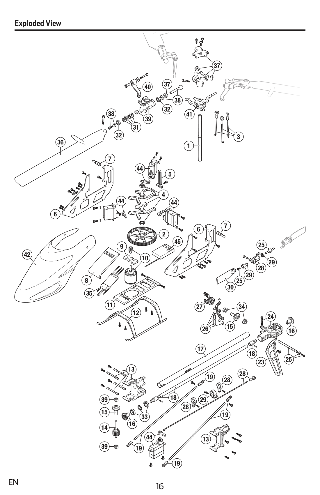 Blade 180 CFX Complete Parts Listing