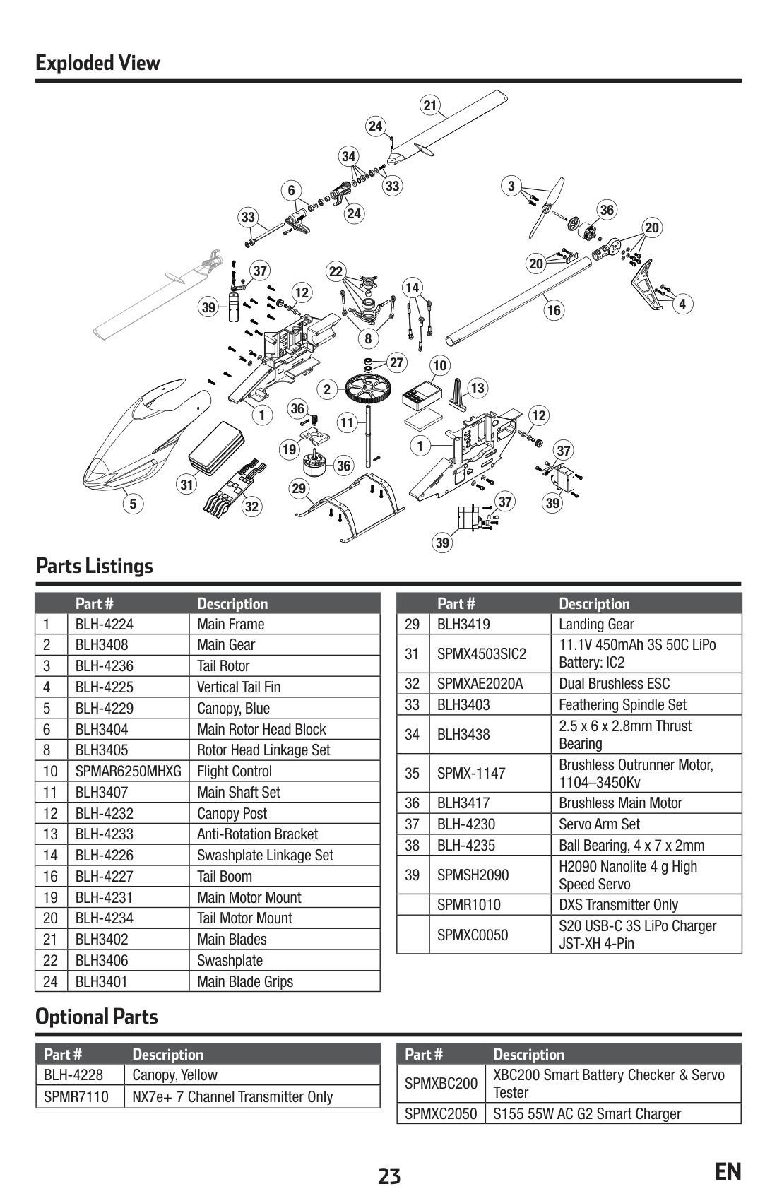 Blade Revolution 155 CP Complete Parts Listing