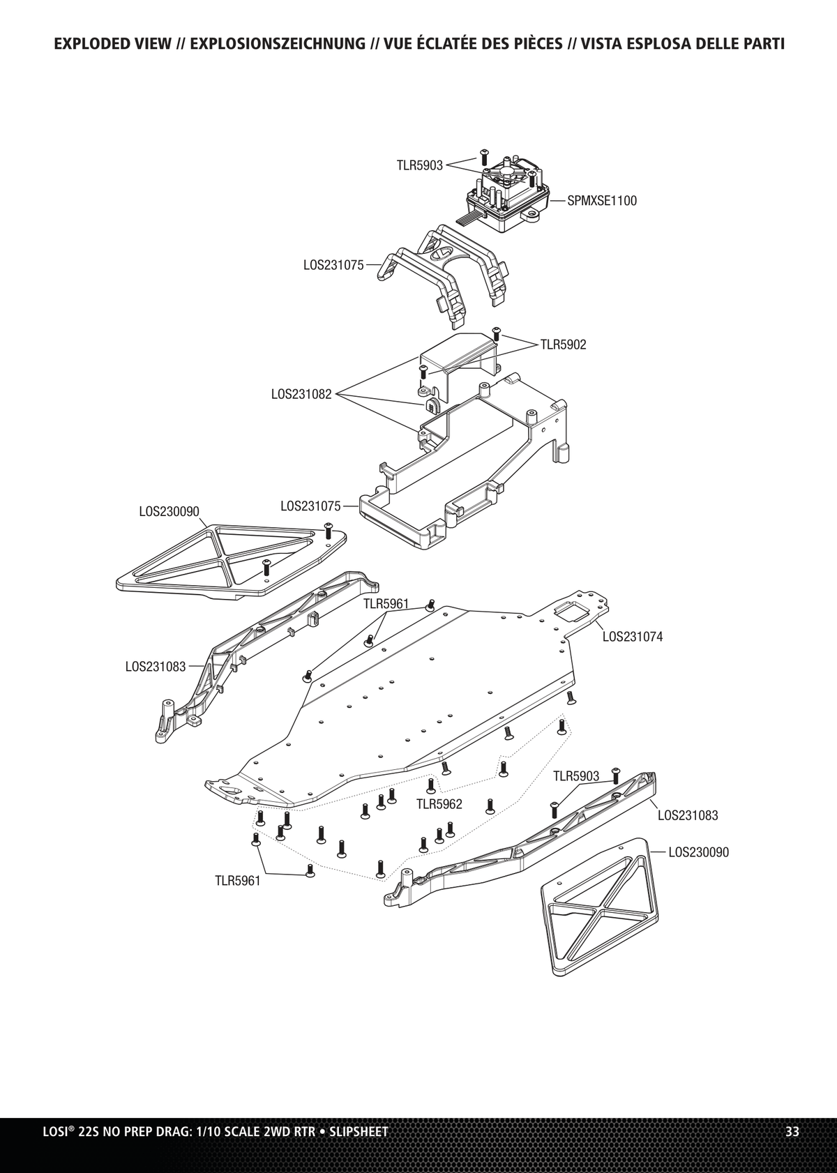 Losi 22S Drag Car Chassis Assembly
