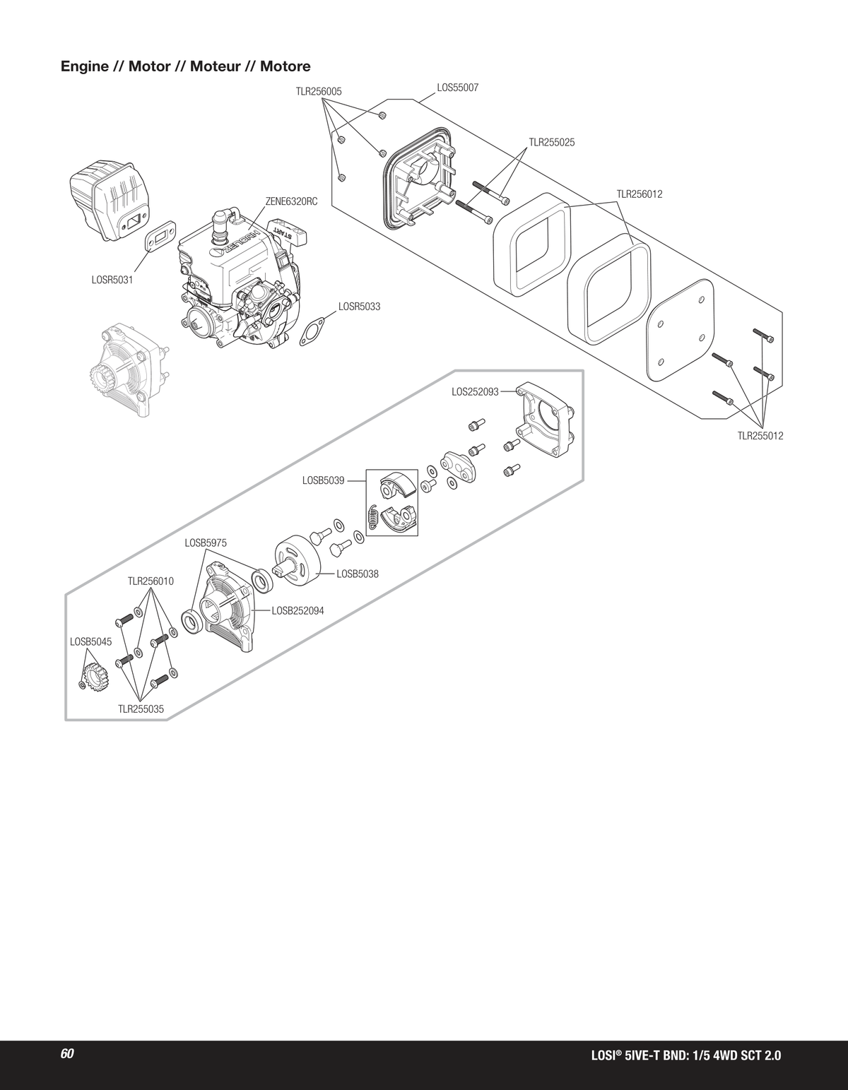 Losi 5ive-T 2.0 Engine Assembly
