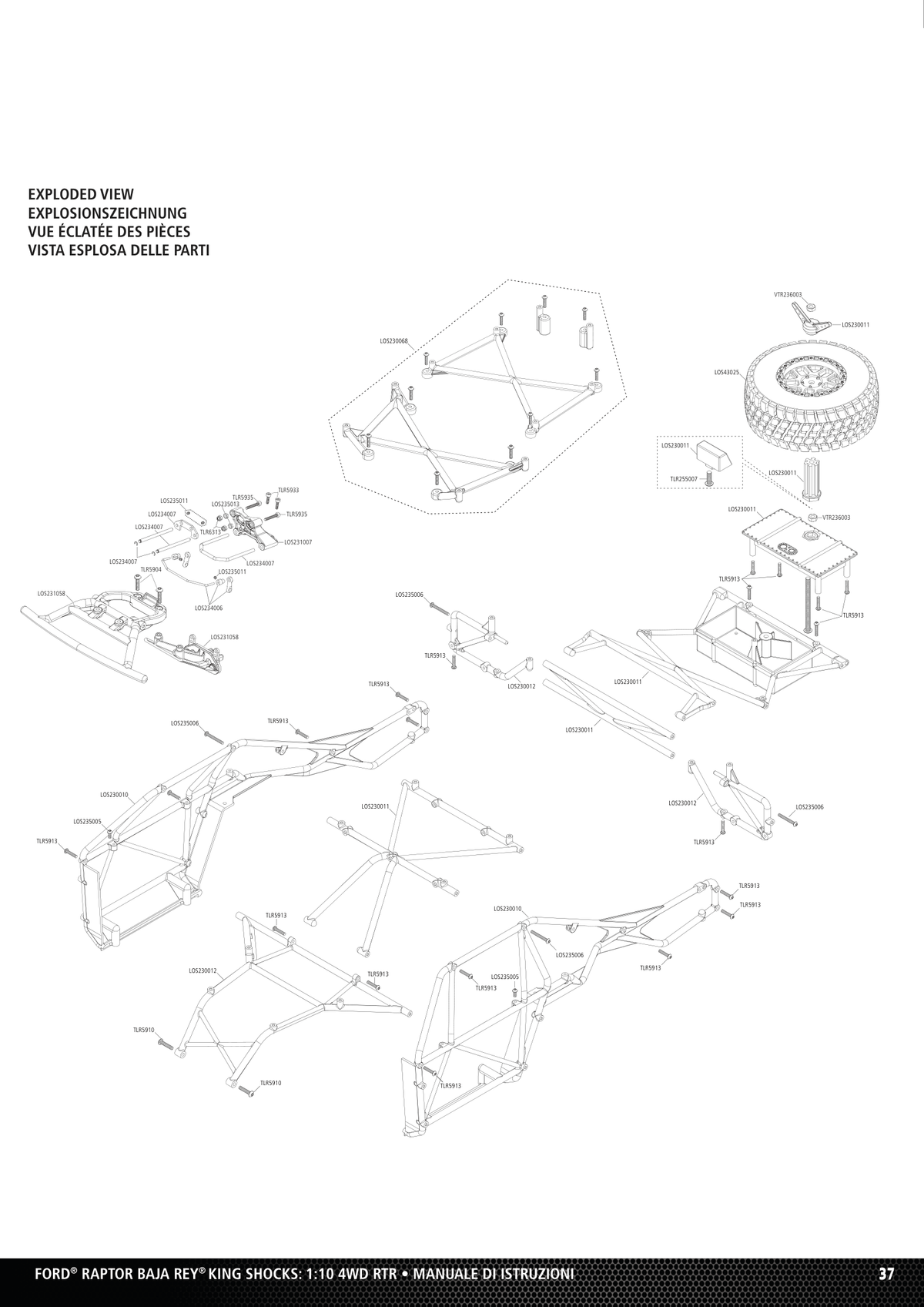 Losi Baja Rey Cage Assembly