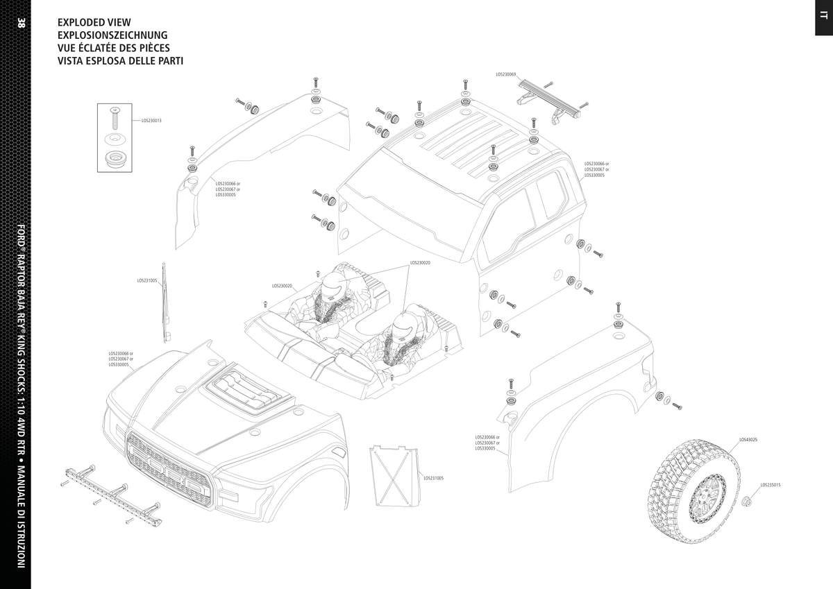 Losi Baja Rey Ford Raptor Body Assembly