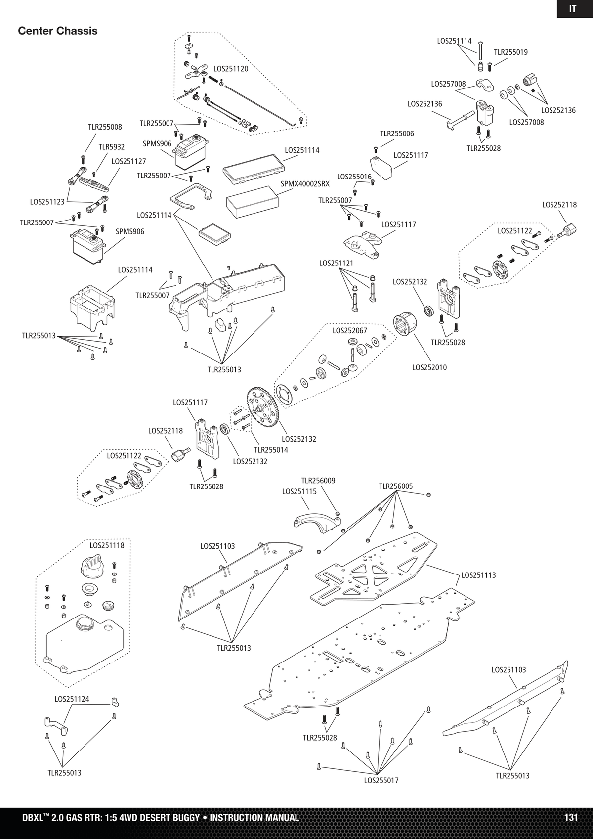 Losi DBXL 2.0 Chassis & Internals Assembly