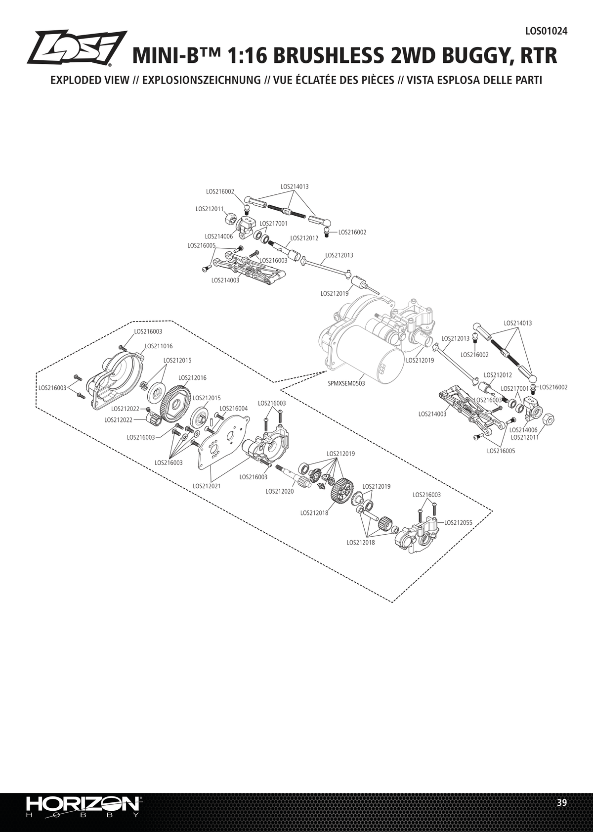 Losi Mini B 2.0 Driveline & Rear