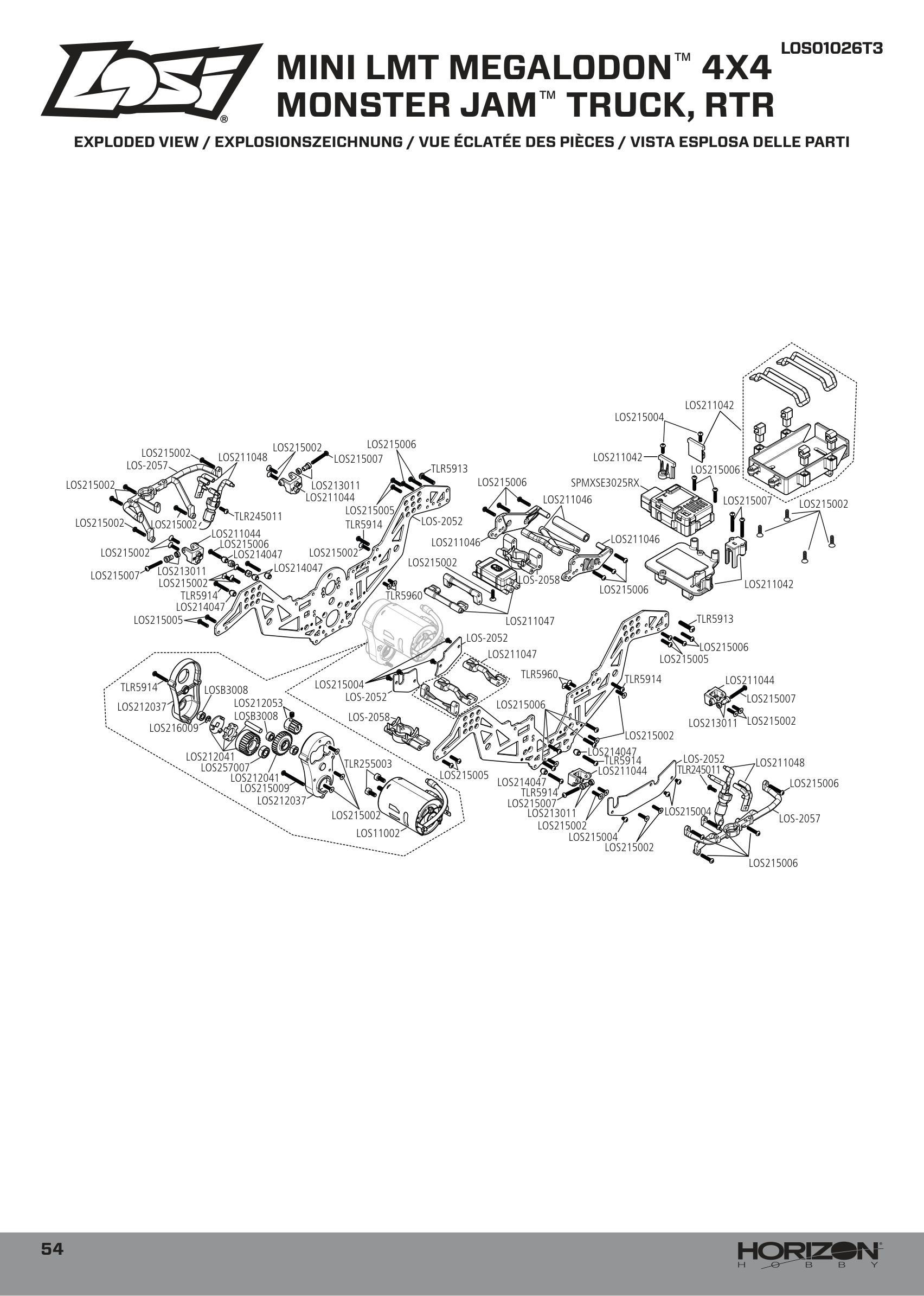 Losi Mini LMT Megalodon Driveline & Internals