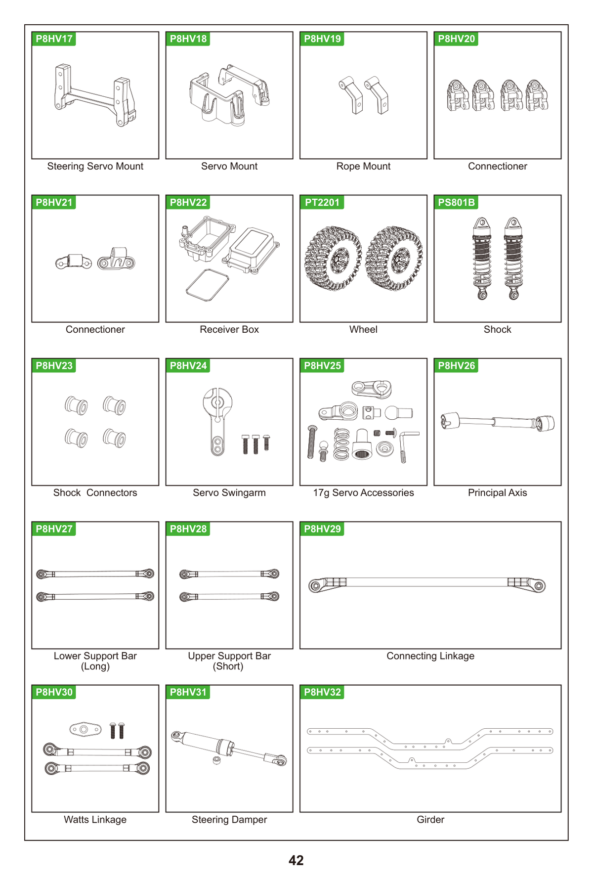 MJX H8H Sheet 1 Spares