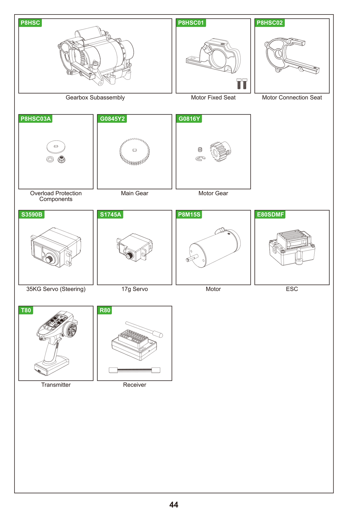 MJX H8H Sheet 3 Spares