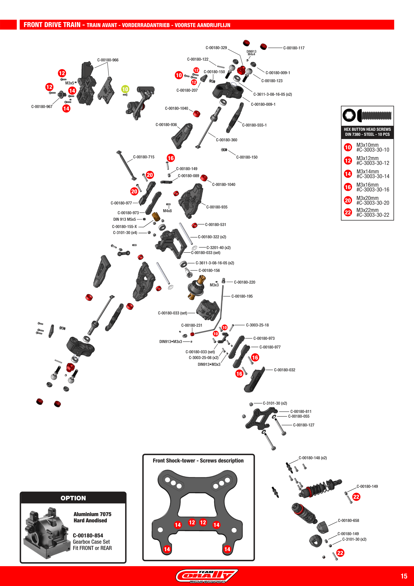 Team Corally Spark XB-6 6S Front Drive Train