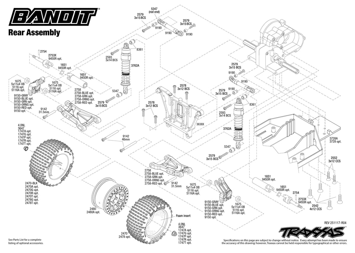 Traxxas Bandit 2WD Rear Assembly