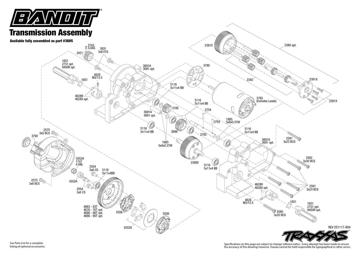 Traxxas Bandit 2WD Transmission Assembly