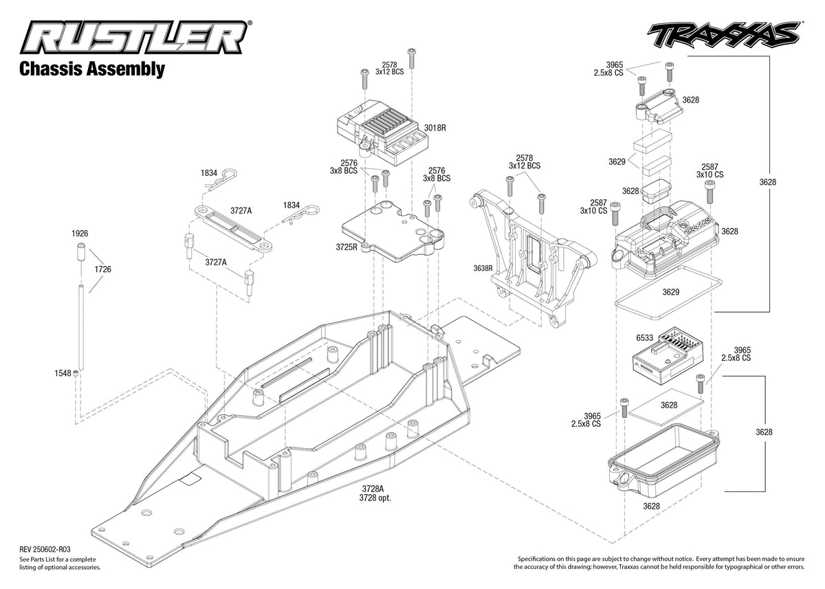 Traxxas Rustler 2WD Chassis Assembly