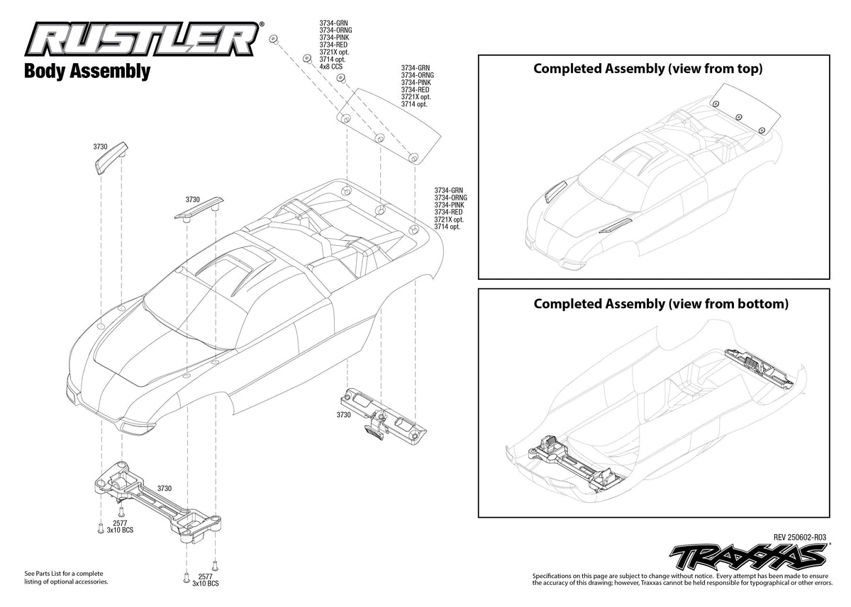 Traxxas Rustler 2WD Body Assembly