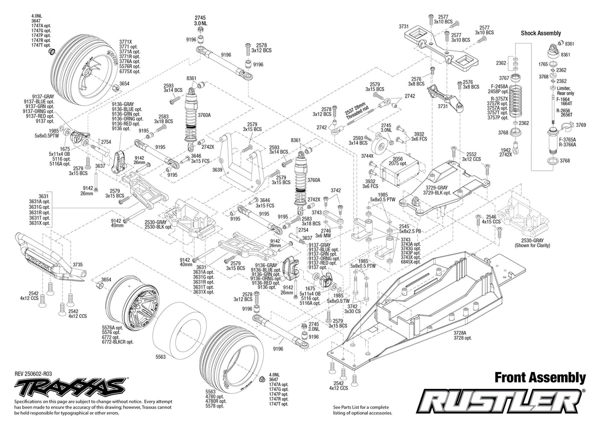 Traxxas Rustler 2WD Front Assembly