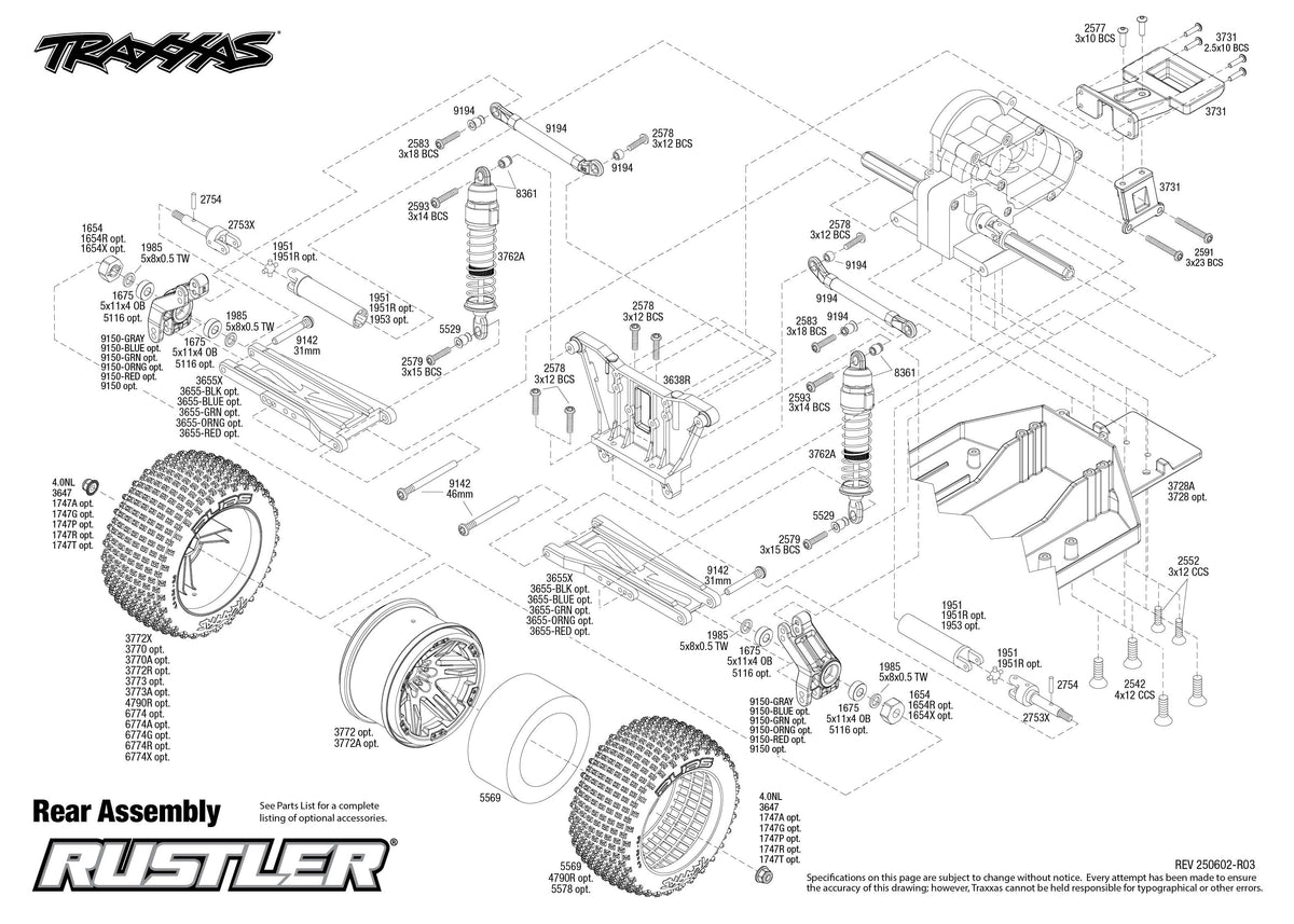 Traxxas Rustler 2WD Rear Assembly