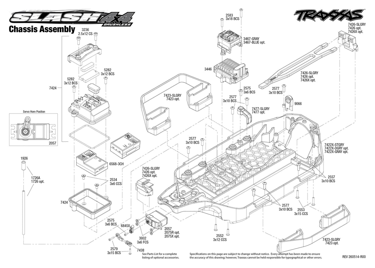 Traxxas Slash 4x4 VX3 Chassis Assembly