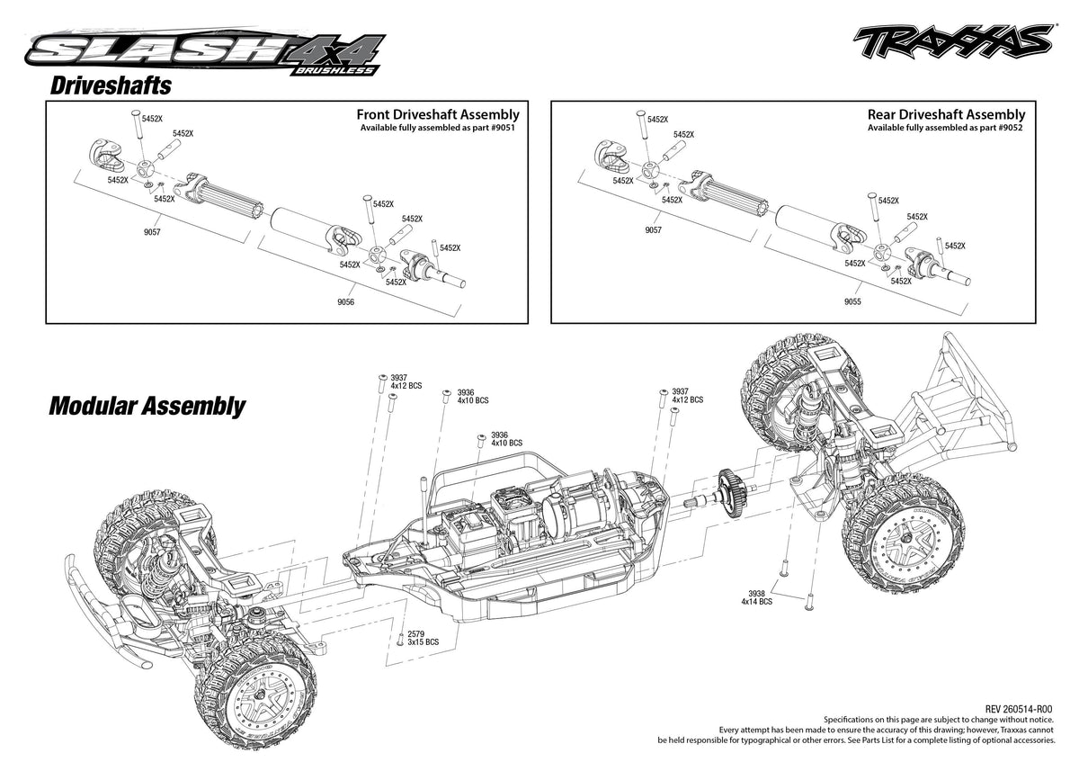 Traxxas Slash 4x4 VX3 Modular & Driveshaft Assembly