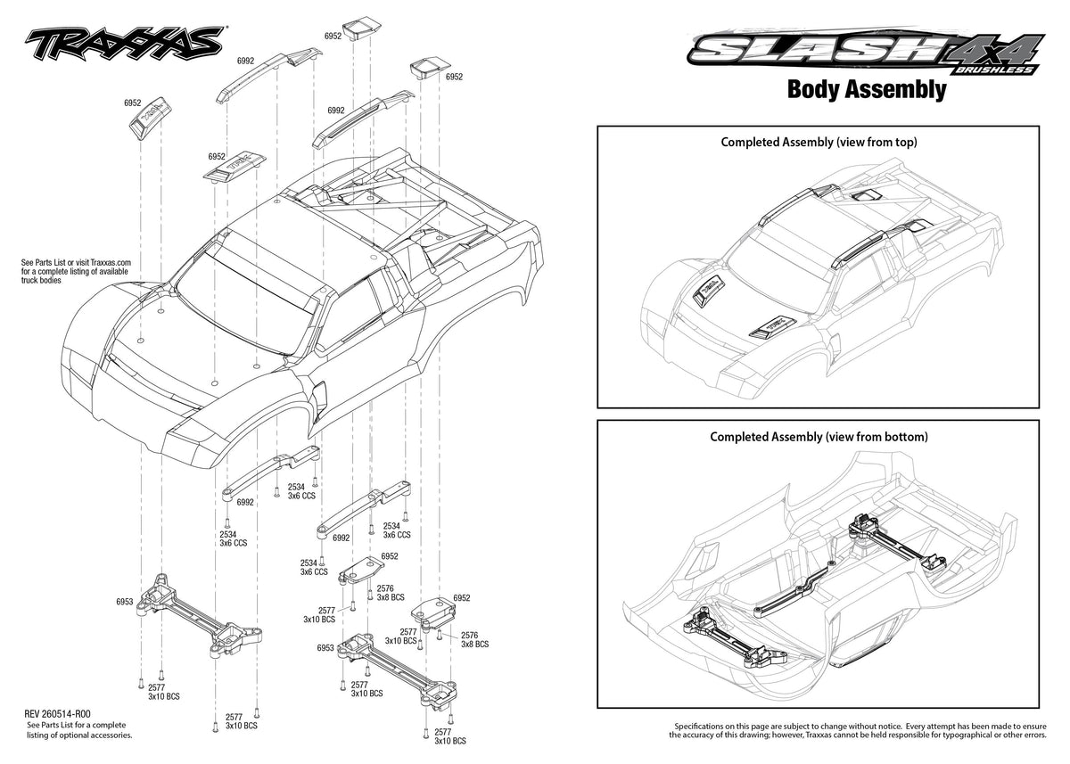 Traxxas Slash 4x4 VX3 Body Assembly