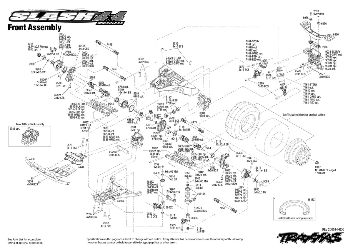 Traxxas Slash 4x4 VX3 Front Assembly