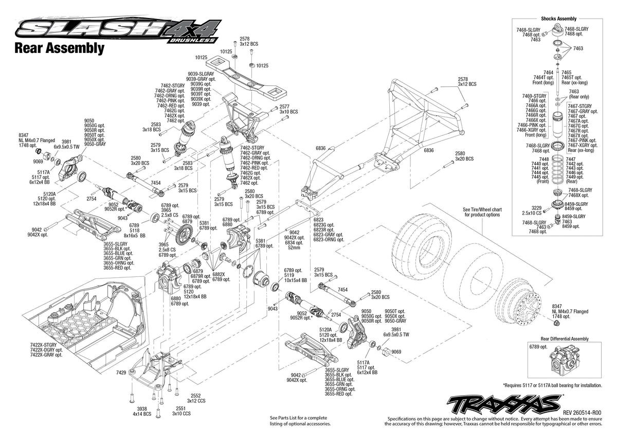 Traxxas Slash 4x4 VX3 Rear Assembly