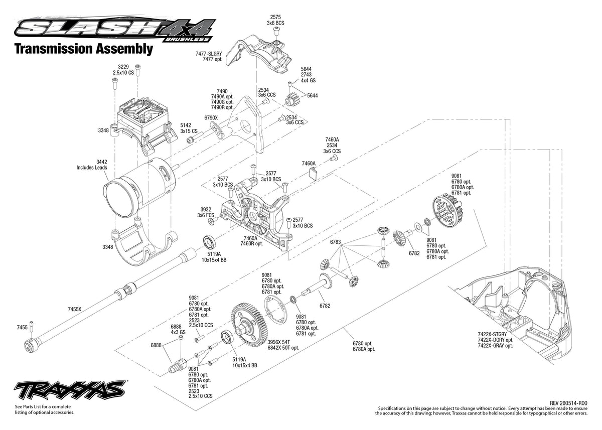Traxxas Slash 4x4 VX3 Transmission Assembly
