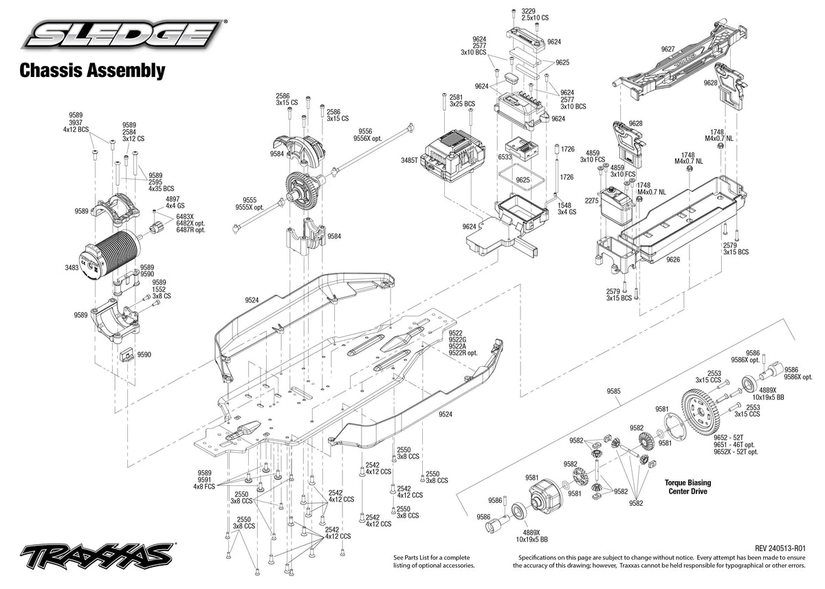 Traxxas Sledge Chassis Assembly