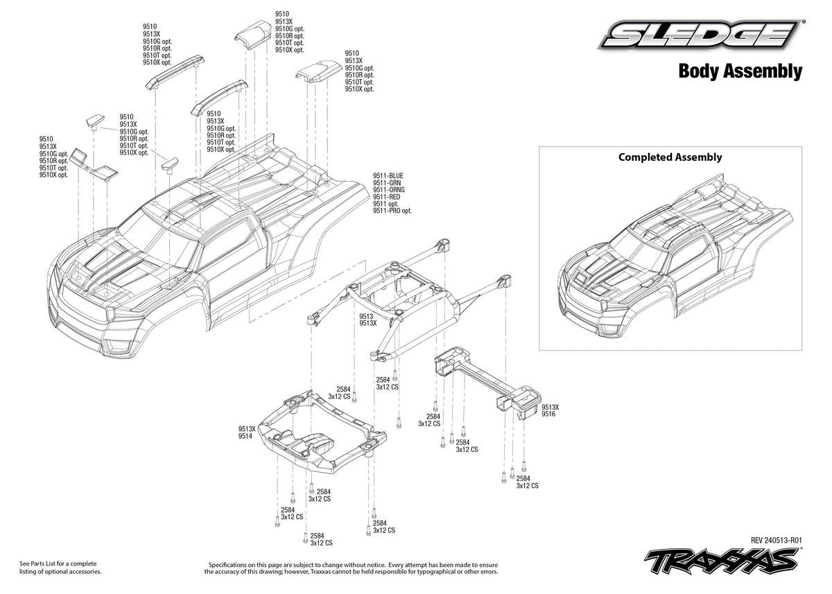Traxxas Sledge Body Assembly