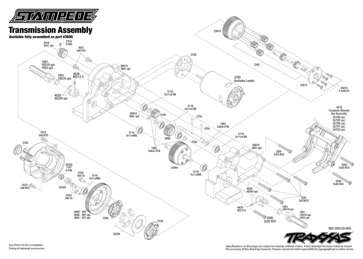 Traxxas Stampede 2WD XL-5 Transmission Assembly
