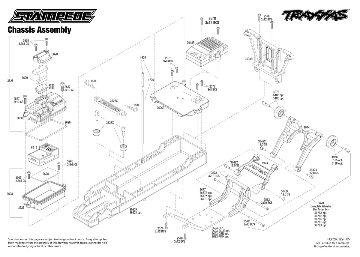 Traxxas Stampede 2WD XL-5 Chassis Assembly