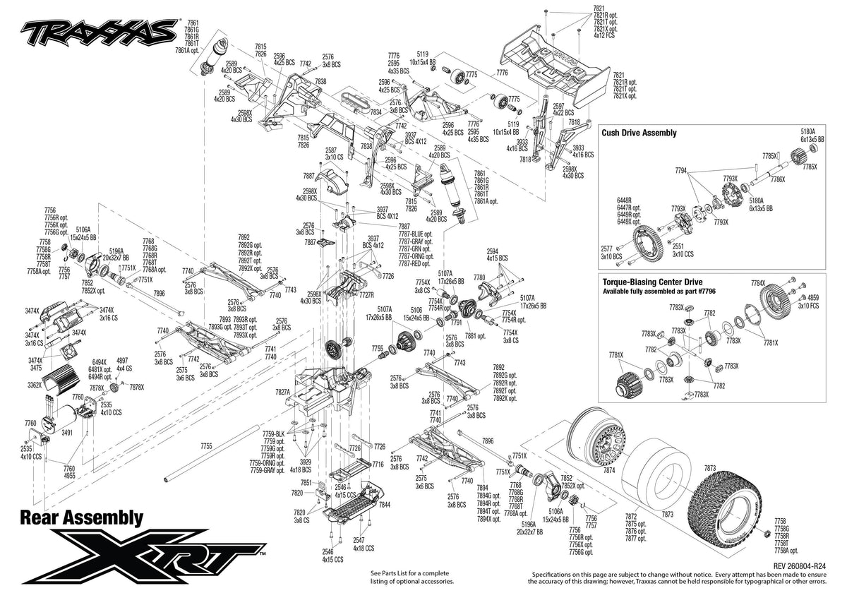Traxxas XRT 78086-4 Rear Assembly
