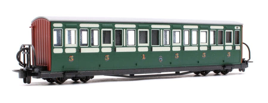 Peco OO - 9 FR Short Bowsider Bogie Coach - Early Preservation Green No.18 [GR601B] - Hobbytech Toys